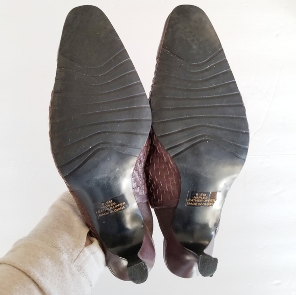 John David Naples Brown Leather Heels Mules 8.5 - Picture 7 of 8